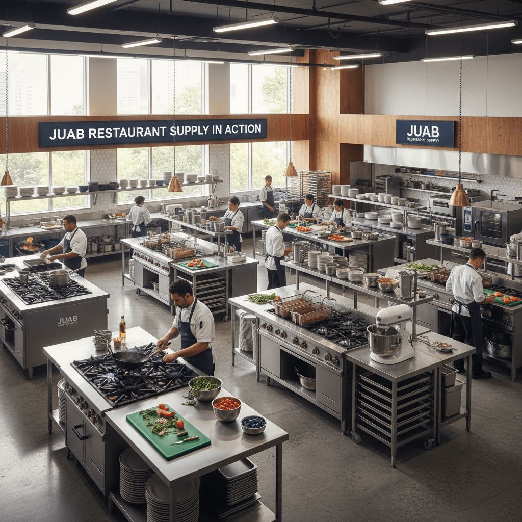 Commercial kitchen in full operation