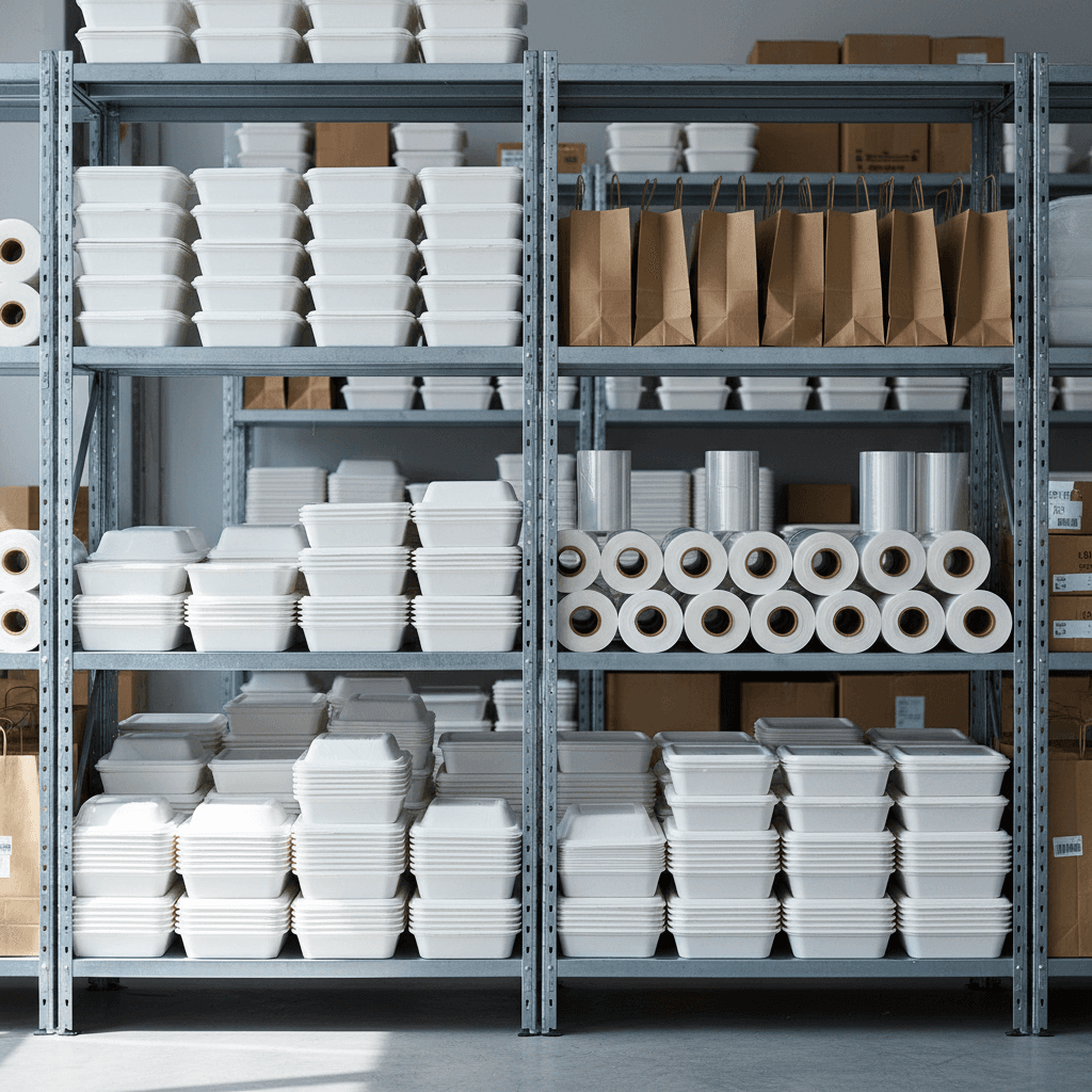 Organized food service disposables and packaging supplies